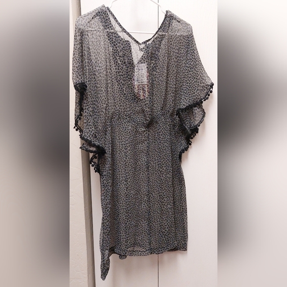 Mad Modele Animal Print NWT Sheer Grey and Black Cheetah Dress Size 1X Summer - Picture 3 of 7